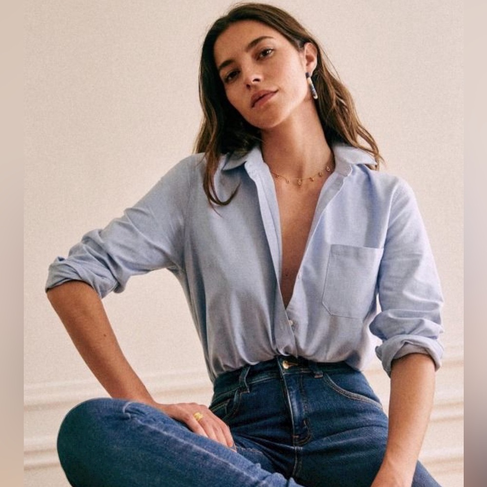 Sezane Light Blue Button Down Shirt